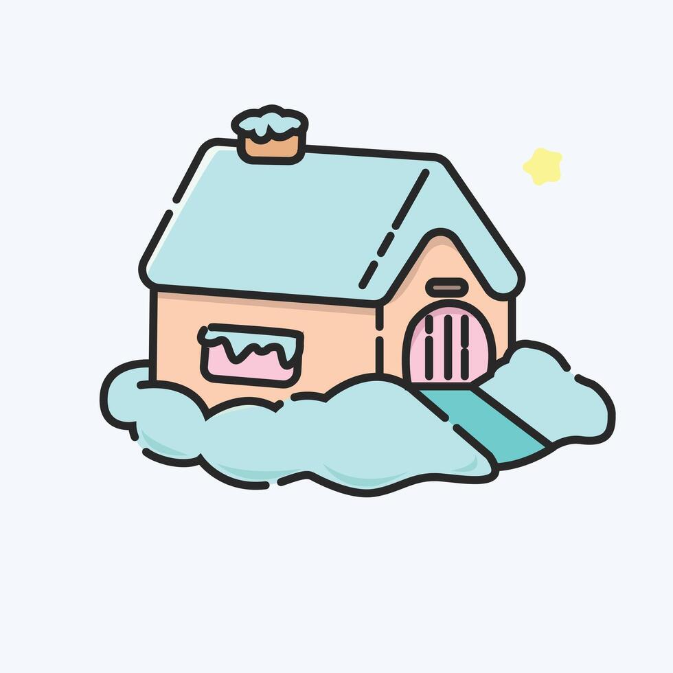 Snow House Icon Cute and Simple Design vector