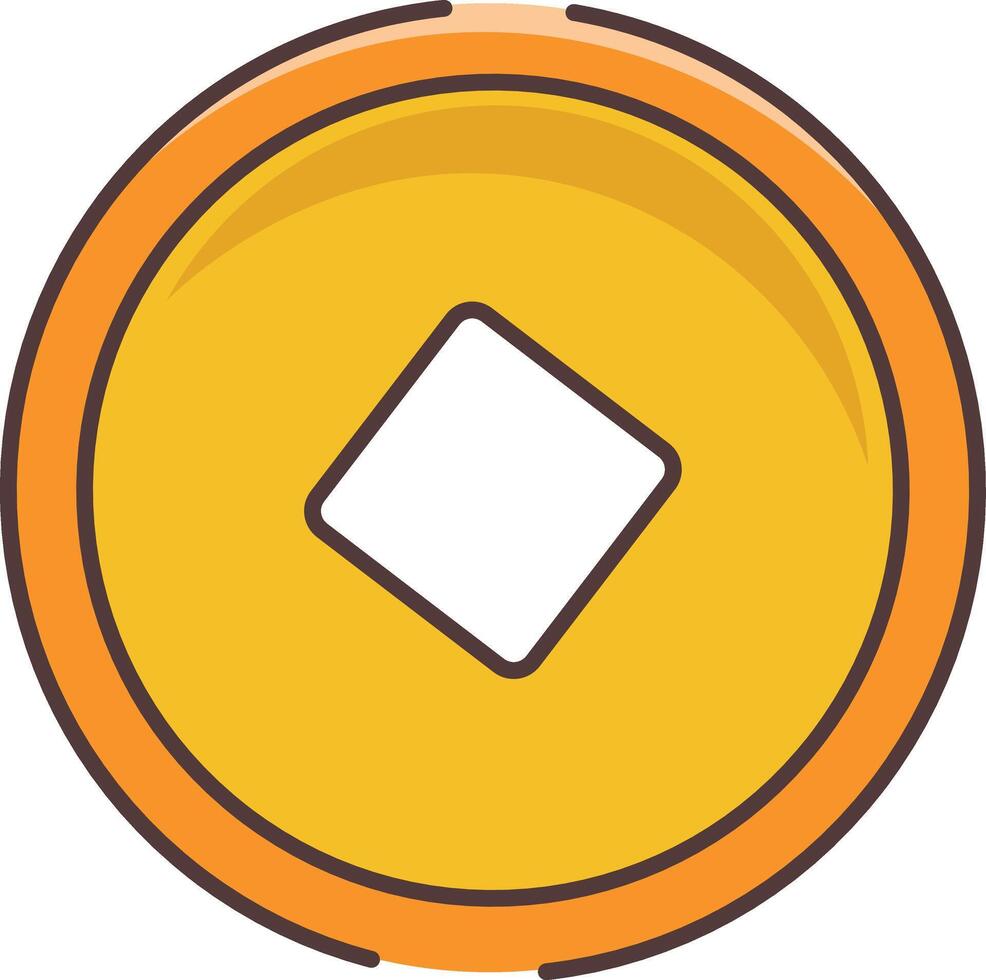 A yellow coin with a square in the middle vector