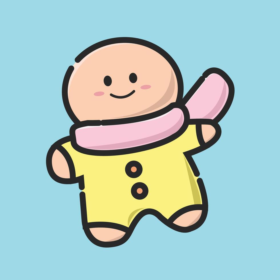 Cute Gingerbread Man Simple Design vector