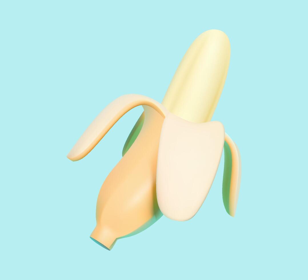 3D Illustration of a Peeled Banana vector