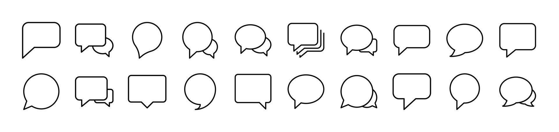 Pack of Line Icons of Speech Bubble. Editable Stroke. Minimalistic Linear Pictogram for Design of Cards, Apps, Banners, Posts vector