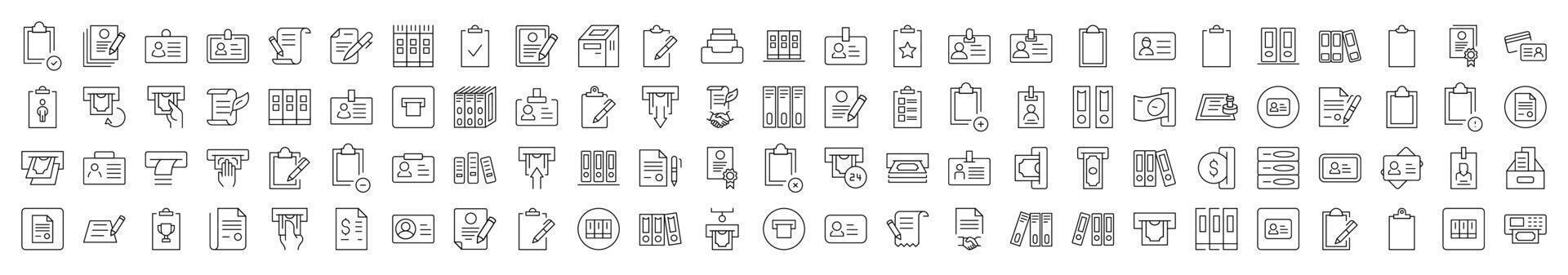 Employee Badge, Documents, Clipboard Simple Linear Icon of Employee Badge, Documents, Clipboard, ID Card. Editable Stroke. Minimalistic Linear Pictogram for Design of Cards, Apps, Banners, Posts vector