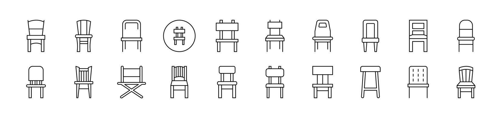 Chair for Rooms Thin Icons Collection. Editable Stroke. Suitable for Web Sites, Books, Cards, Apps vector