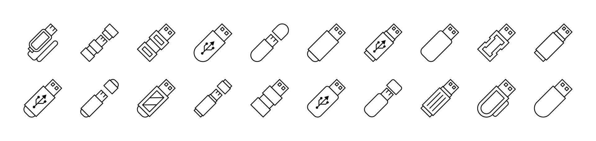 Flash Card or Memory Card Related Line Icons for Web Sites, Books, Cards, Apps. Editable Stroke. Suitable for Web Sites, Books, Cards, Apps vector
