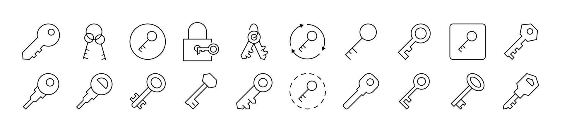 Key for Door Collection of Thin Icons. Editable Stroke. Suitable for Web Sites, Books, Cards, Apps vector