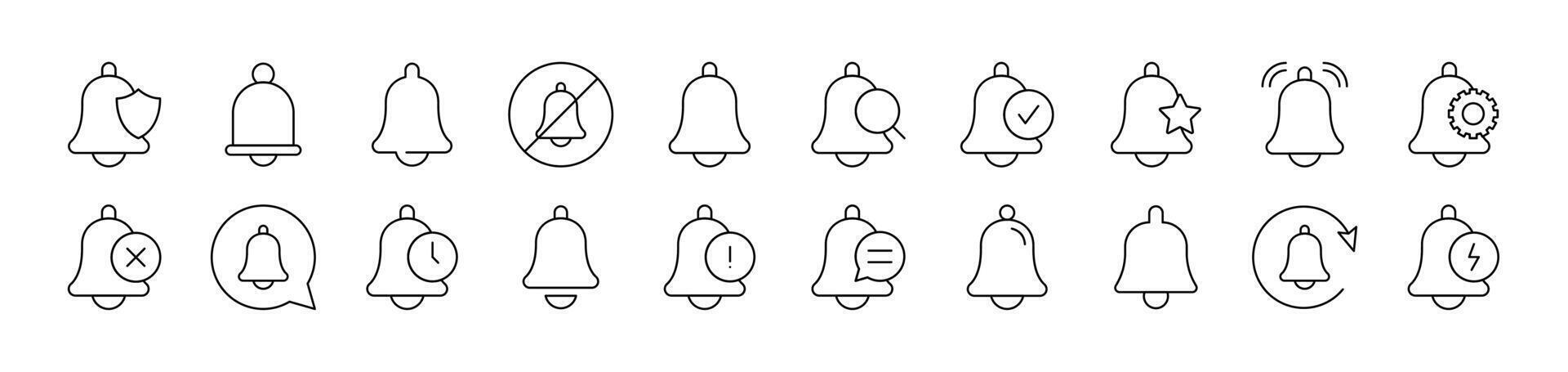 Ring, Bell Outline Icon Collection. Editable Stroke. Perfect for Infographics, Articles, Books, Flyers, Banners vector