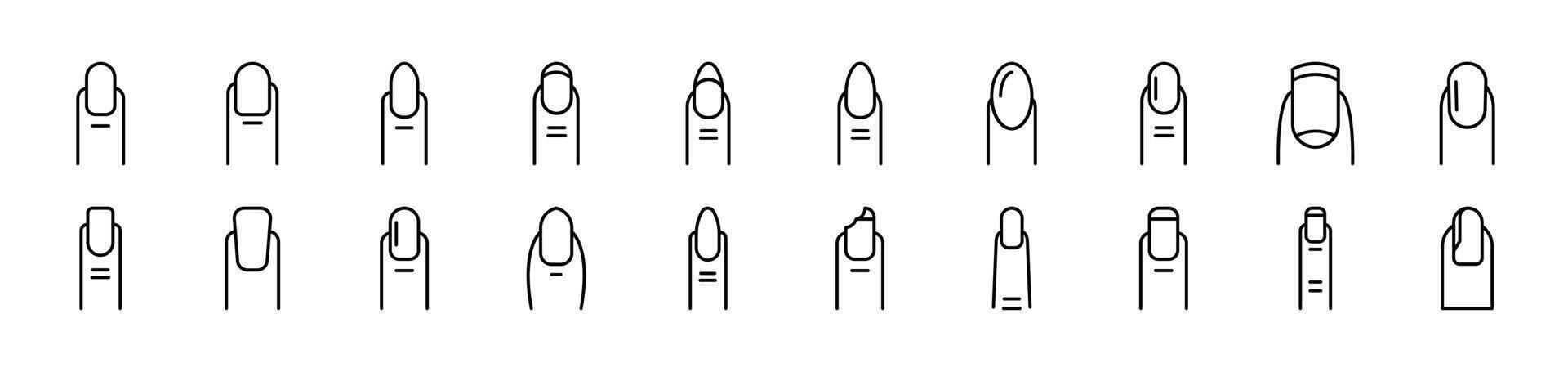 Nail Icon Set for UI, Placards, Books, Apps. Editable Stroke. Suitable for Web Sites, Books, Cards, Apps vector
