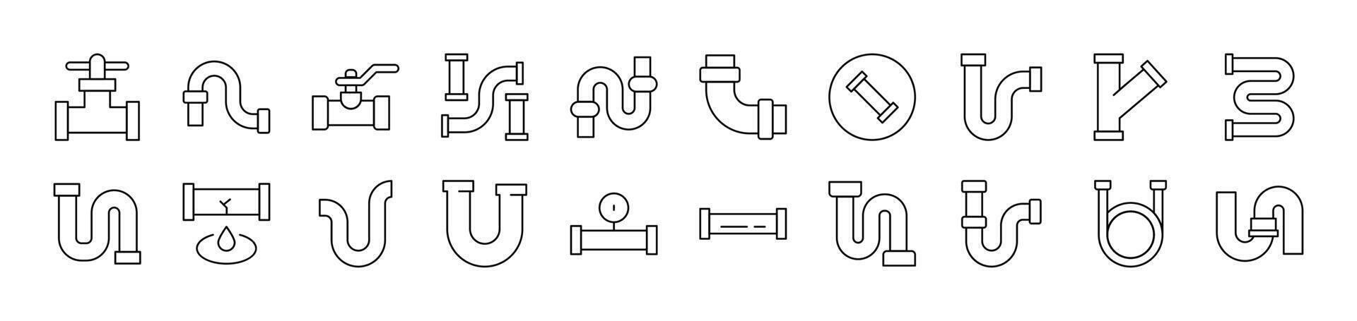 Pipe Simple Isolated Line Icons Collection. Editable Stroke. Suitable for Web Sites, Books, Cards, Apps vector