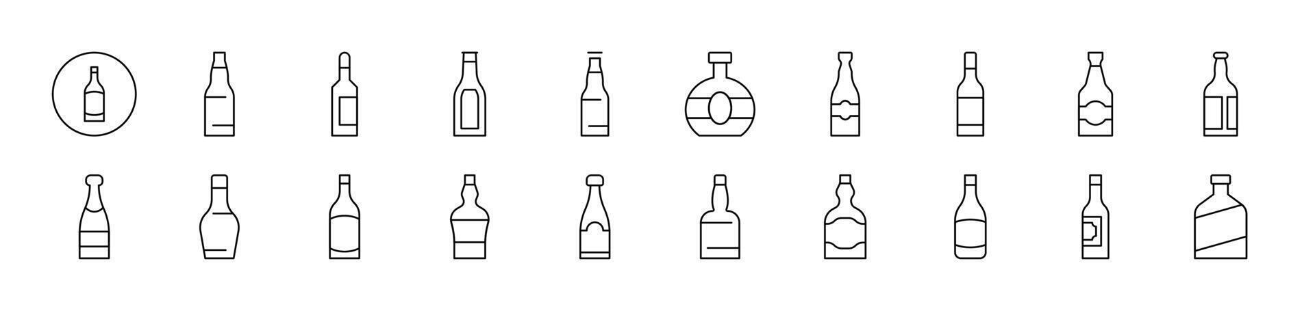 Bottle Collection of Thin Icons. Editable Stroke. Suitable for Web Sites, Books, Cards, Apps vector
