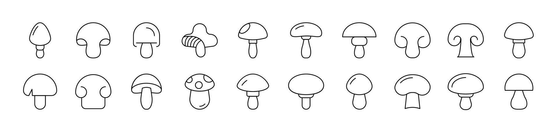 Mushroom Simple Isolated Line Icons Collection. Editable Stroke. Suitable for Web Sites, Books, Cards, Apps vector