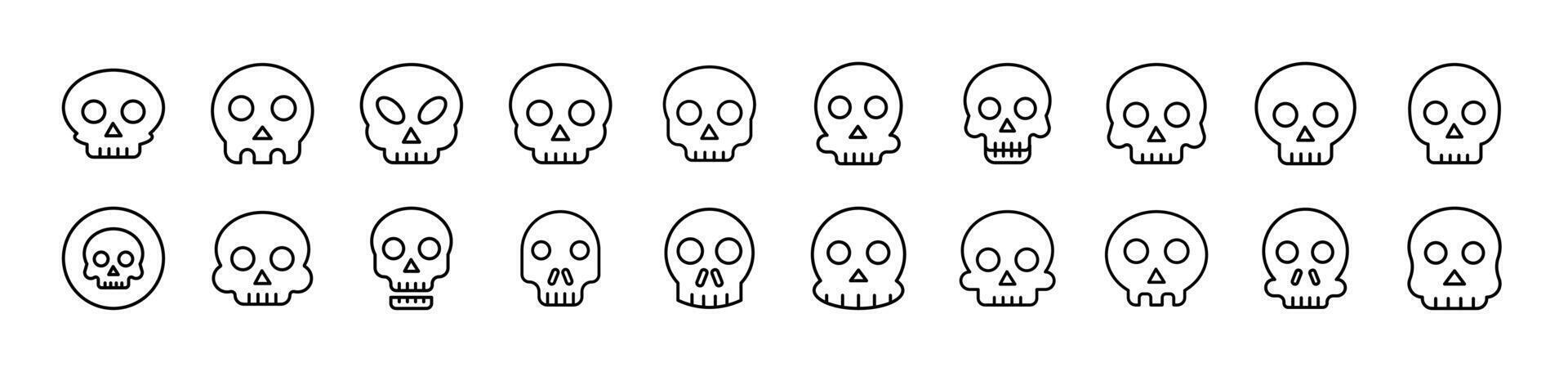 Skull Icon Set for UI, Placards, Books, Apps. Editable Stroke. Suitable for Web Sites, Books, Cards, Apps vector
