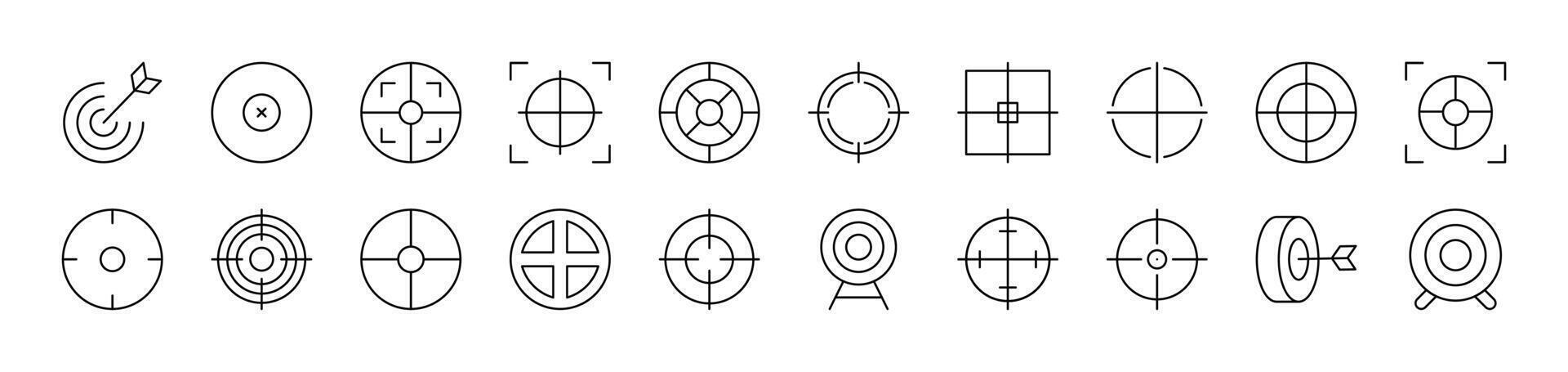Sniper Target and Aim Related Image Collection. Editable Stroke. Perfect for Infographics, Articles, Books, Flyers, Banners vector