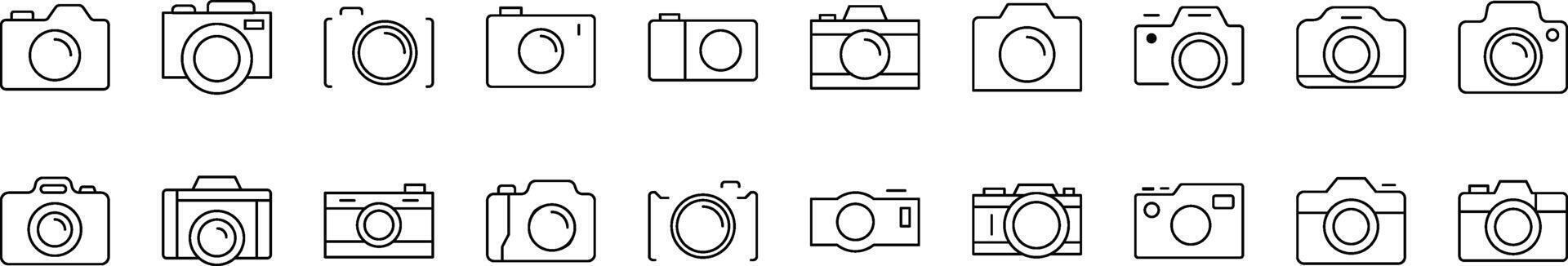 Simple Linear Icon of Photo Camera. Editable Stroke. Minimalistic Linear Pictogram for Design of Cards, Apps, Banners, Posts vector