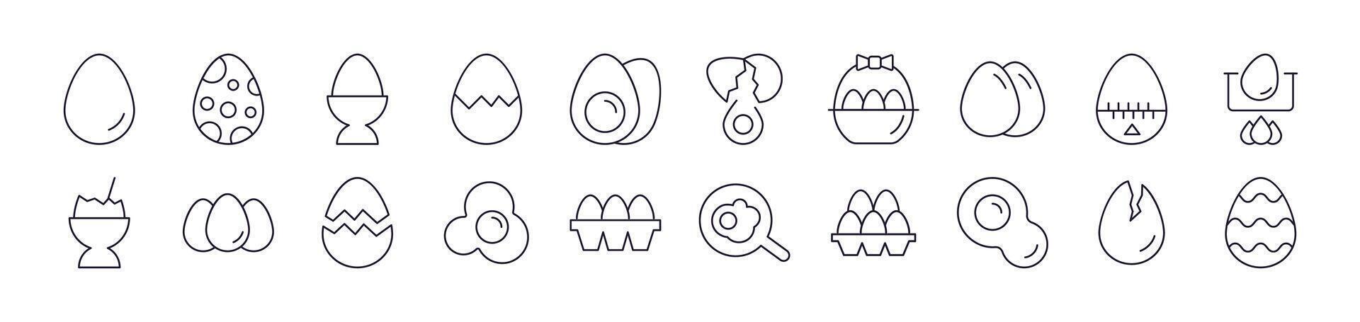 Collection of Outline Signs of Various Eggs Drawn with Thin Line for apps, web sites, banners, infographics and other types of design vector