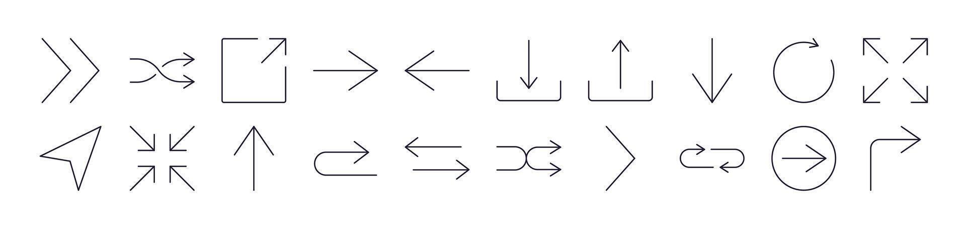 Arrows Up, Down, Right and Left Outline Image Collection. Editable Stroke. Perfect for Infographics, Articles, Books, Flyers, Banners vector