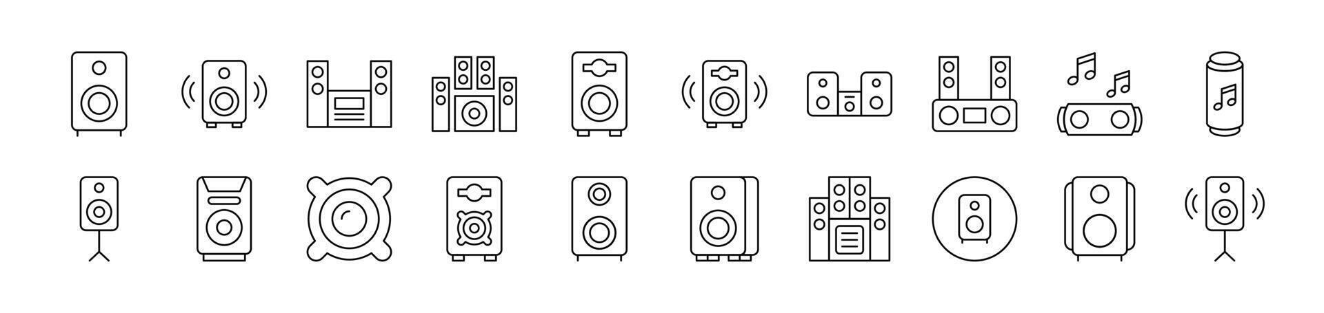 Collection of Line Icons of Music Center. Editable Stroke. Minimalistic Linear Pictogram for Design of Cards, Apps, Banners, Posts vector