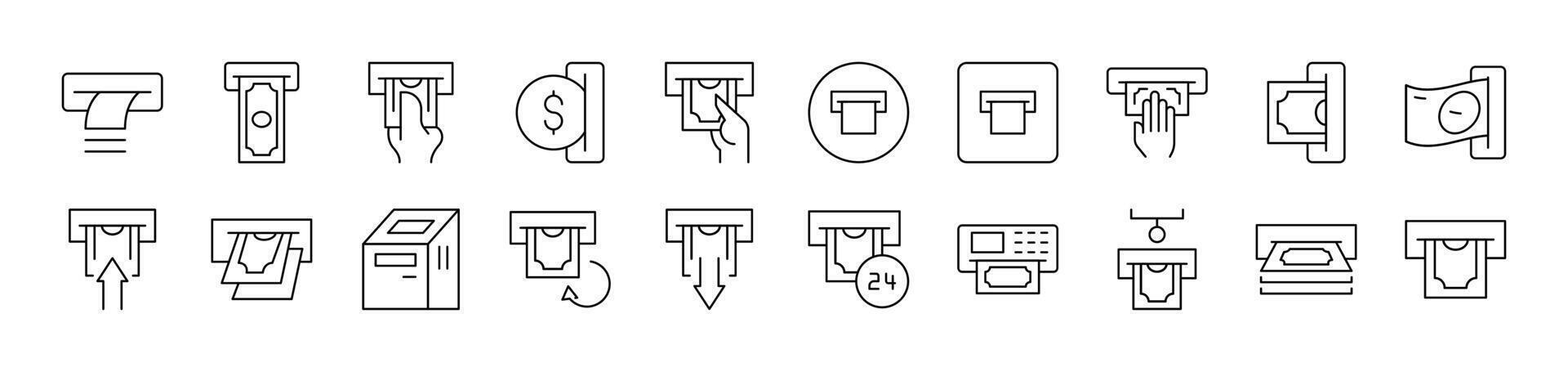 Cash Money Outline Sign Collection. Editable Stroke. Perfect for Infographics, Articles, Books, Flyers, Banners vector