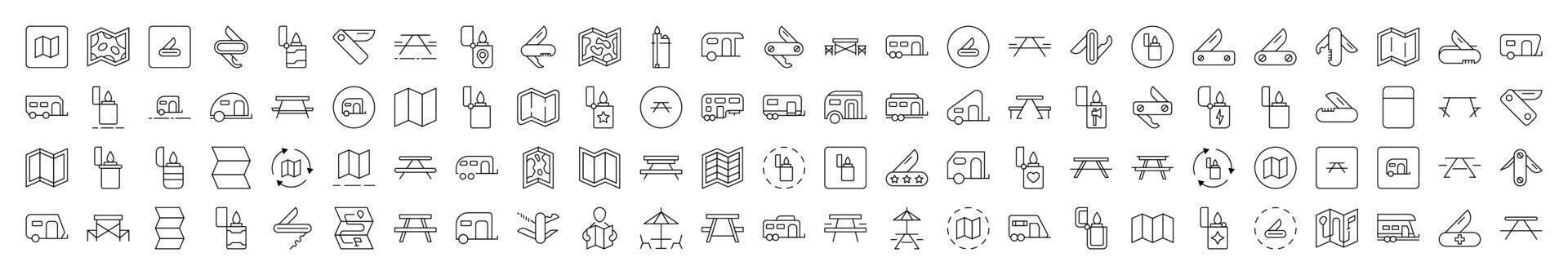 Beach, Umbrella, Surfing, Lifeline, Summer Rest Editable Strokes Drawn with Thin Line. Collection of Various Design Elements that Can Be Used for Apps, Articles, Web Sites, Social Media vector