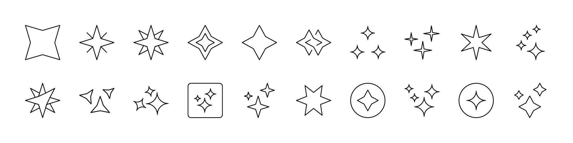 Sparkles and Stars Related Line Icons for Web Sites, Books, Cards, Apps. Editable Stroke. Suitable for Web Sites, Books, Cards, Apps vector