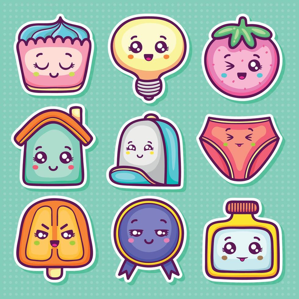 Colorful Everyday Object Icons with Personality vector