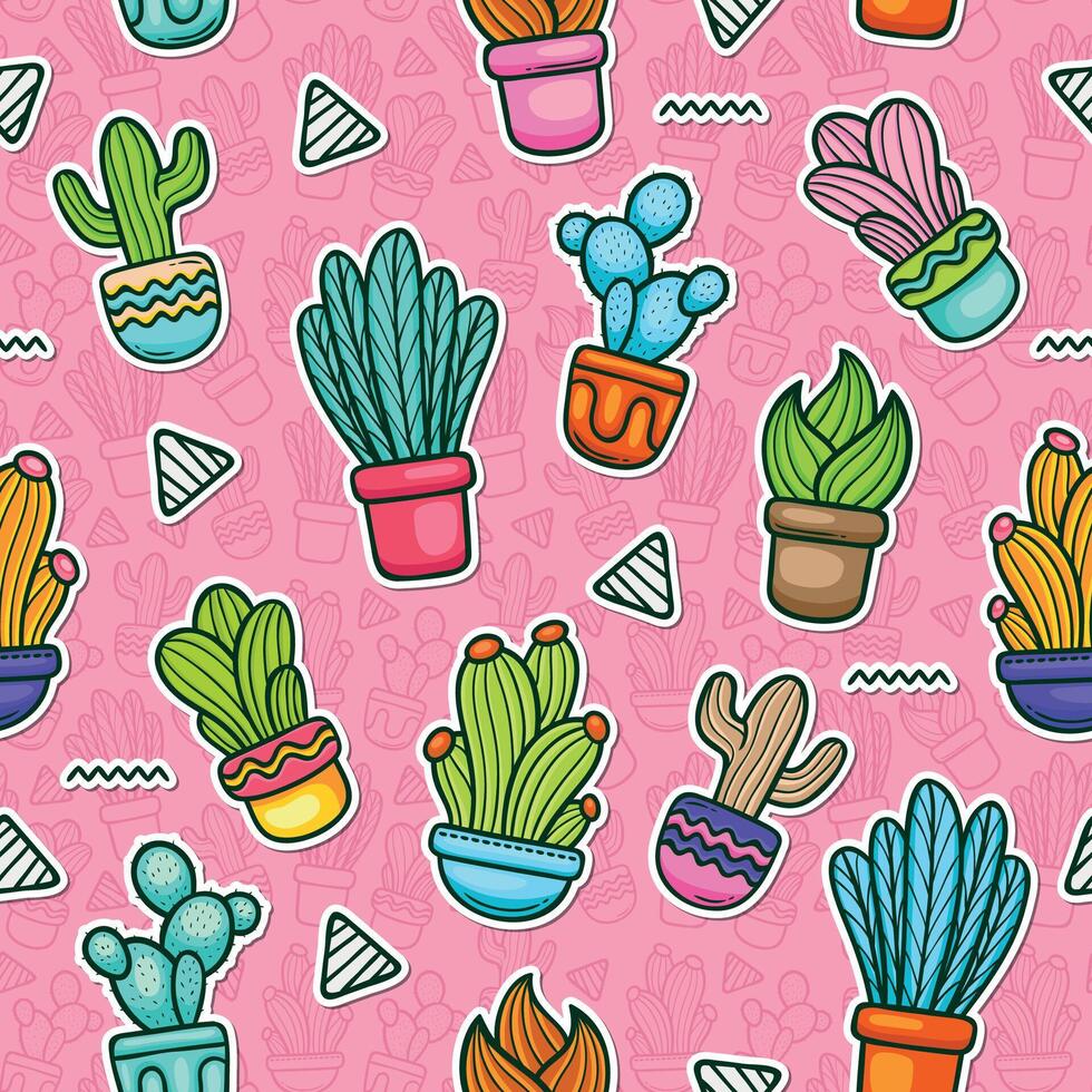 Charming Cactus Patterns Full of Style vector