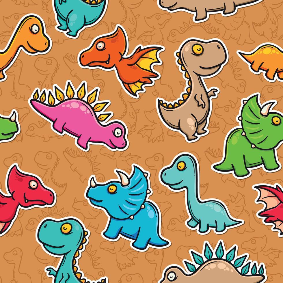 Adorable Dinosaur Pattern with Cute Designs vector