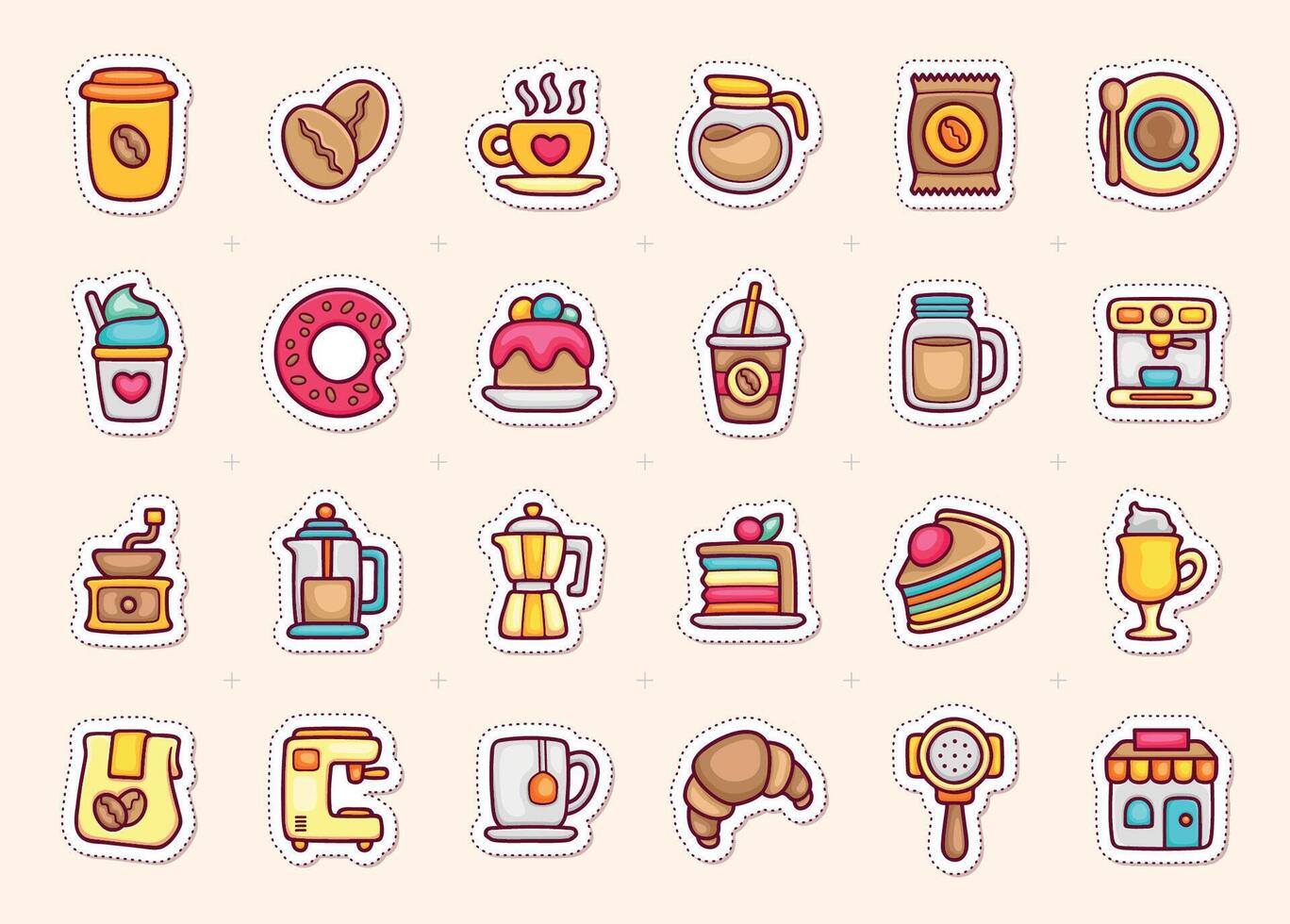 Lovely Cafe Icons Full of Warmth vector