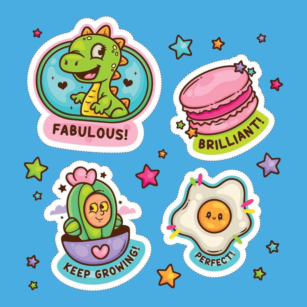 Colorful Stickers with Encouraging Messages vector