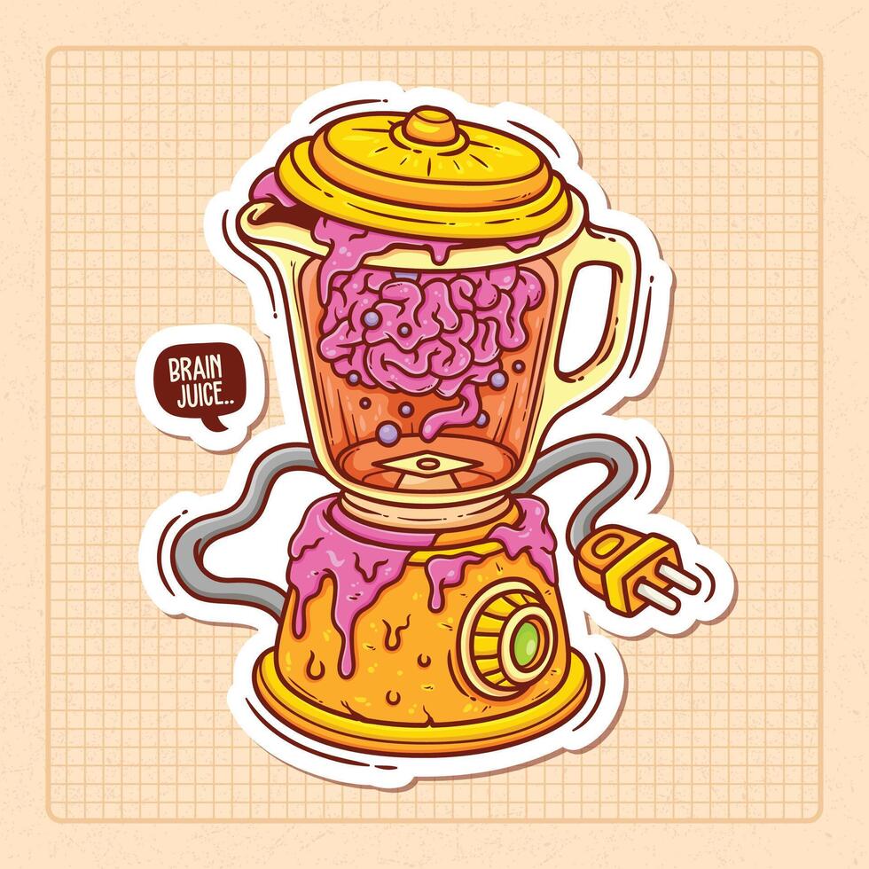Brain In Blender Hand Drawn Color Doodle Illustration vector
