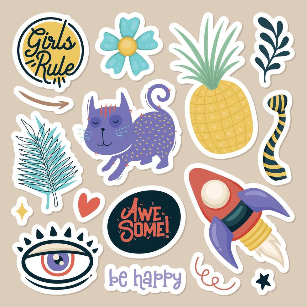 Charming and Playful Stickers for Decoration vector