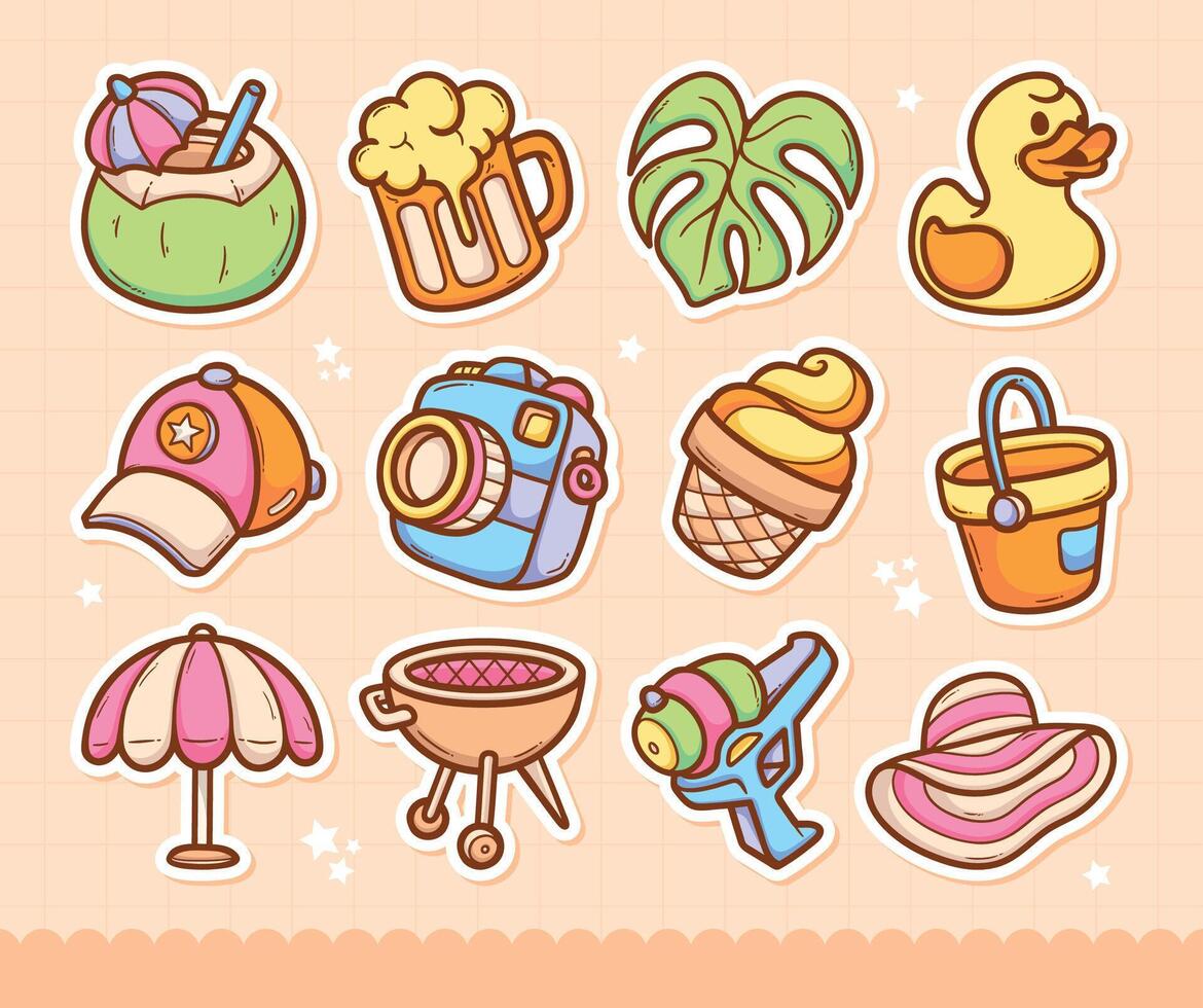 Bright and Vibrant Pool-Themed Illustration Icons vector