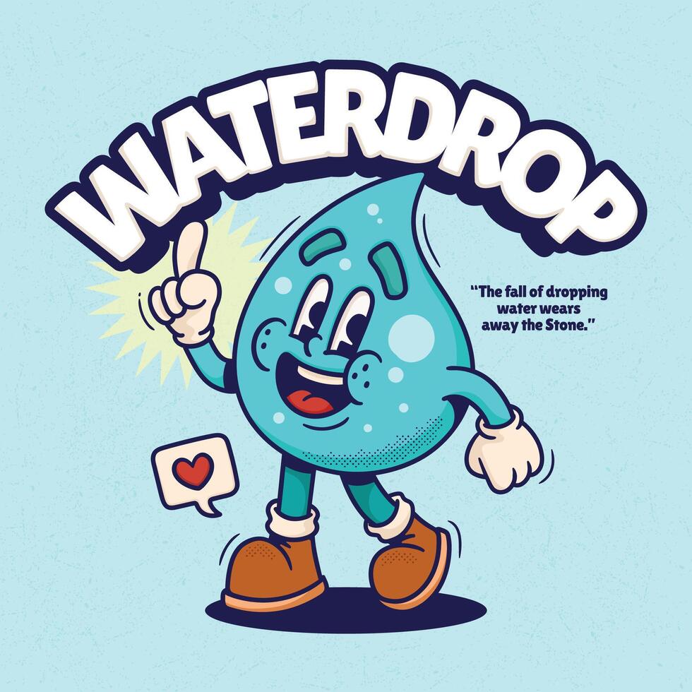 Watercolor hand drawn illustration with funny cartoon character and lettering. vector