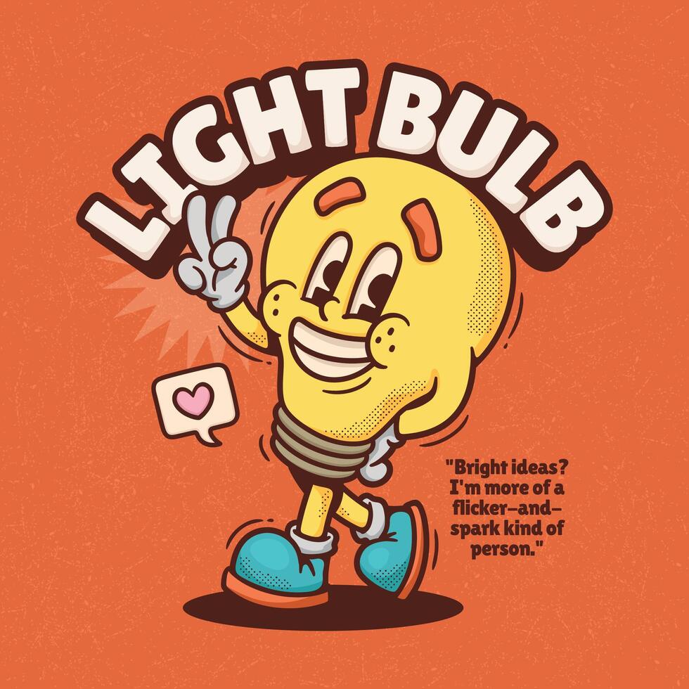 Cute light bulb cartoon character posing casually vector