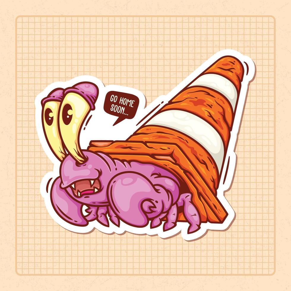 Crab New Home Hand Drawn Color Doodle Illustration vector