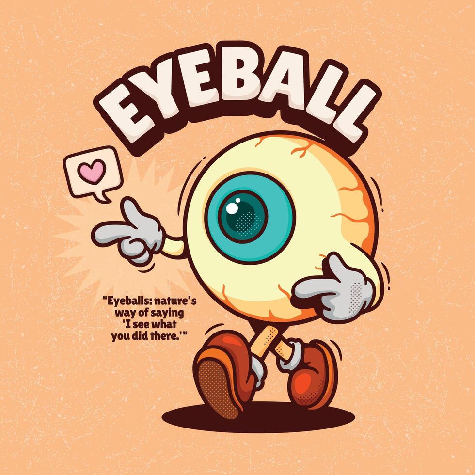 Eyeball boy cartoon character with speech bubble. illustration. vector