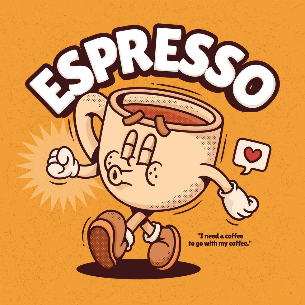 Cute coffee cup cartoon character walking while whistling on a sunny day vector