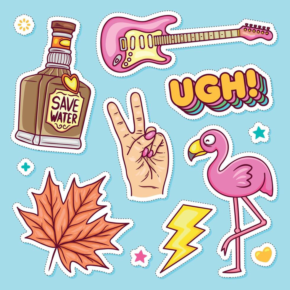 Quirky and Interesting Stickers for Crafts vector