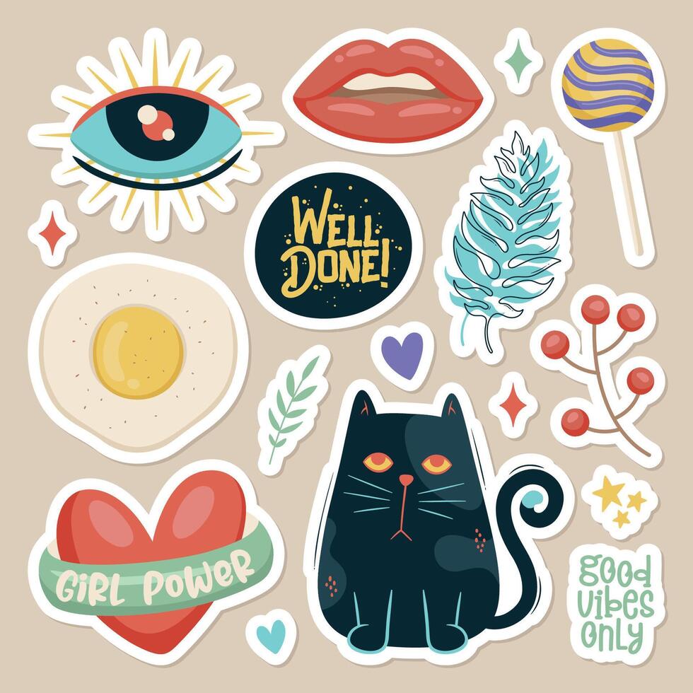Whimsical Girly Stickers Full of Personality vector