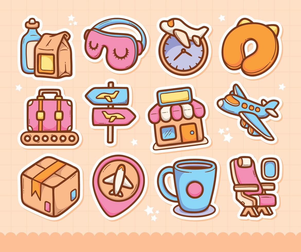 Amazing Airport Icons with Fun Details vector