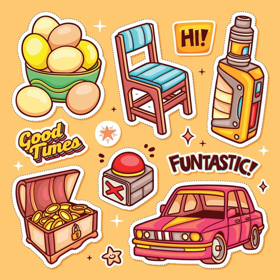 Bright and Lovely Stickers for Decoration vector