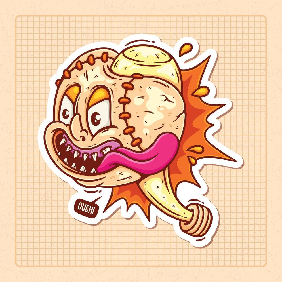 Poor Baseball Ball Hand Drawn Color Doodle Illustration vector