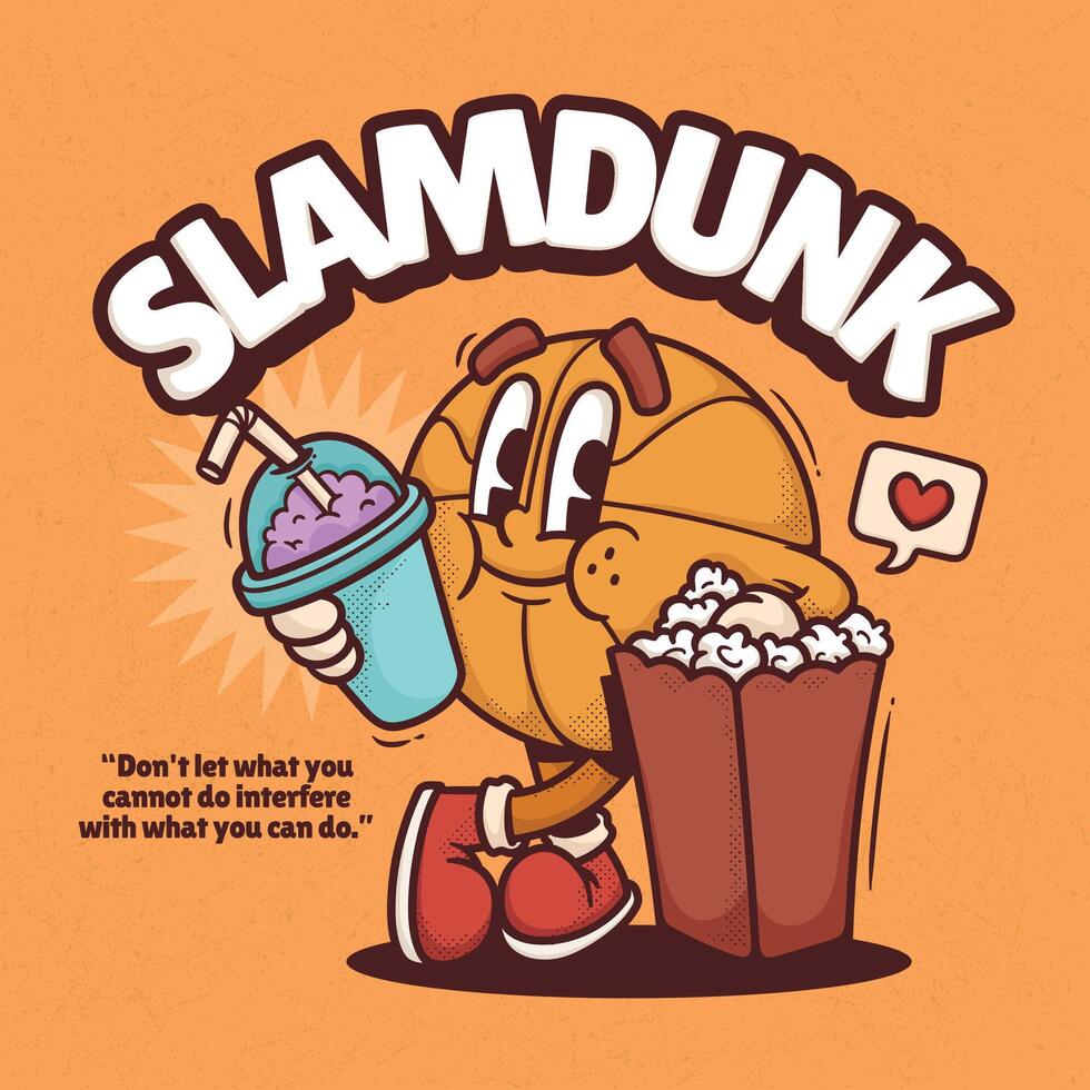 Cute cartoon character with popcorn and soda drink illustration. vector