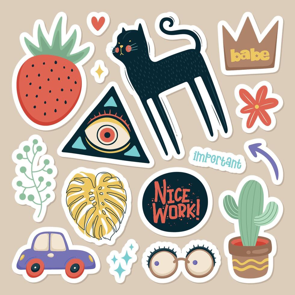Adorable Feminine Stickers for Creative Projects vector