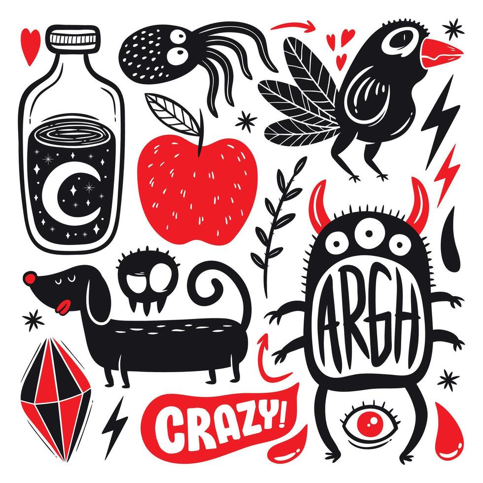 Cool and Quirky Doodle Monsters Collection vector