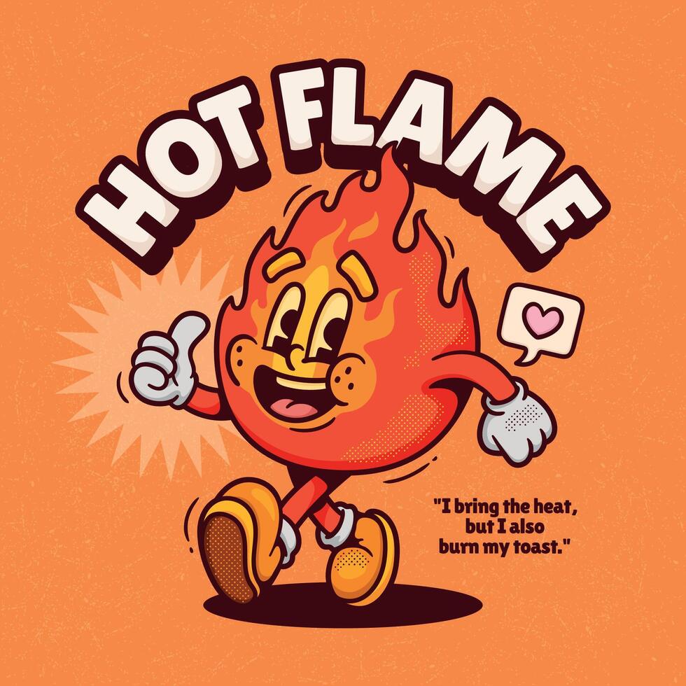 Hot Flammable Emoticon on orange background illustration vector