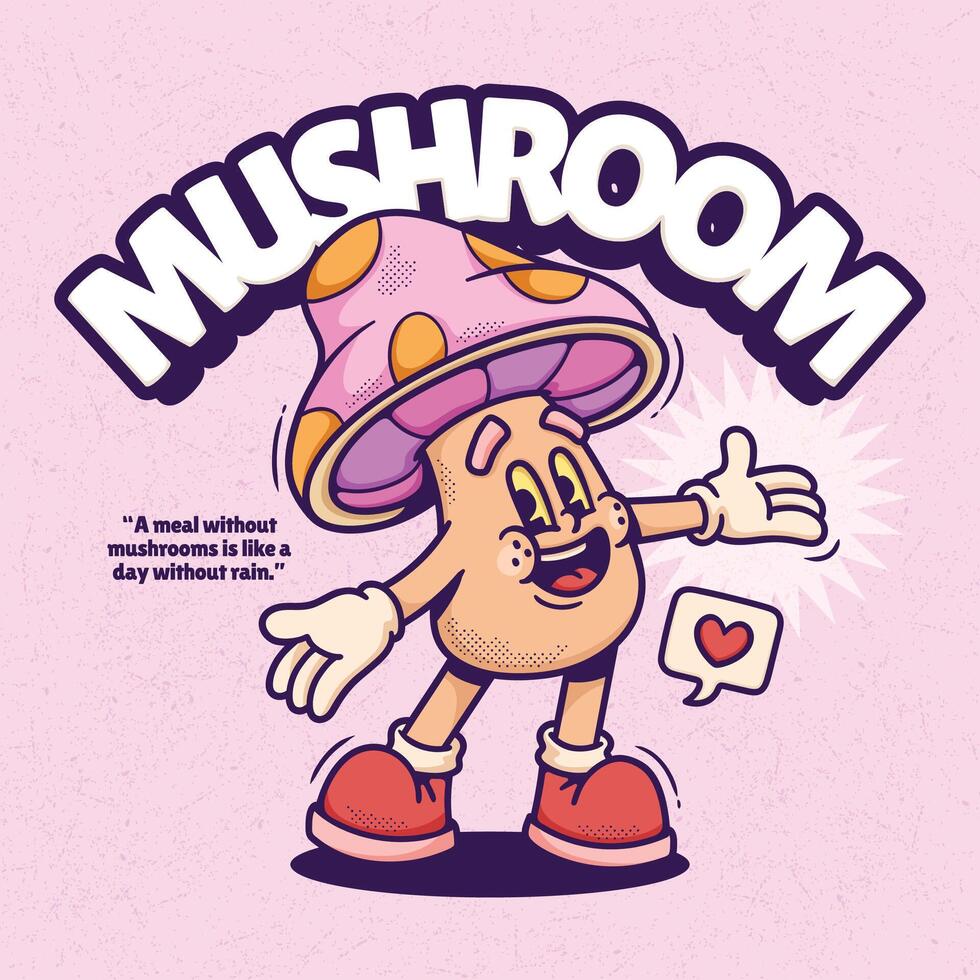 Mushroom boy enjoy the beautiful day illustration. vector