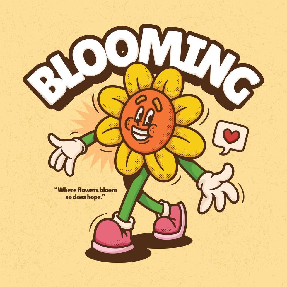 Cute sunflower cartoon character is posing like a model vector