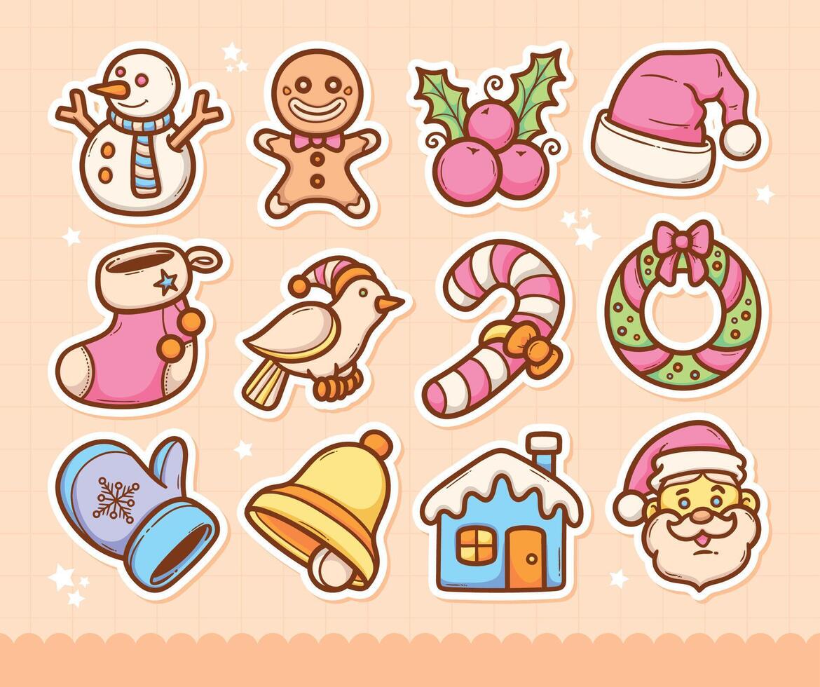 Adorable Christmas Icons Full of Joy vector