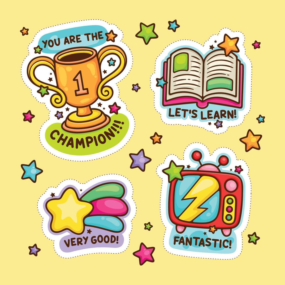 Charming Stickers with Short Positive Words vector
