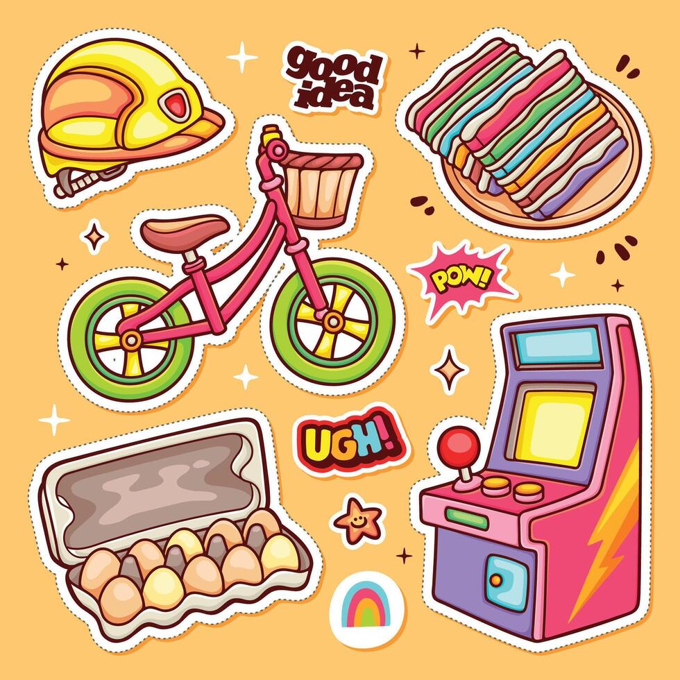 Playful and Eye-Catching Sticker Art Pack vector